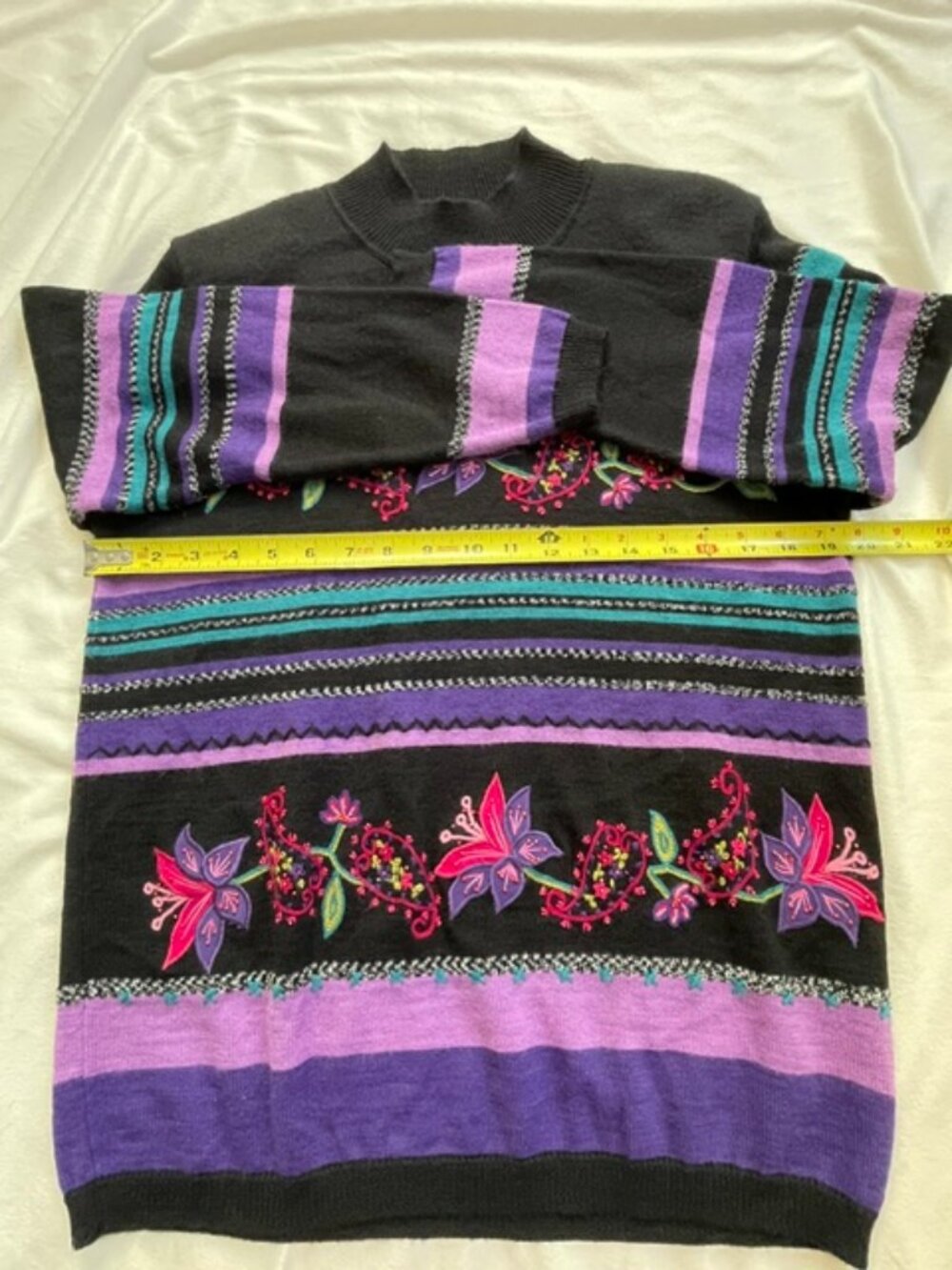 Alfred Dunner Womens Vintage Floral Embroidered Knit Sweater, Purple, Size L - Picture 10 of 12